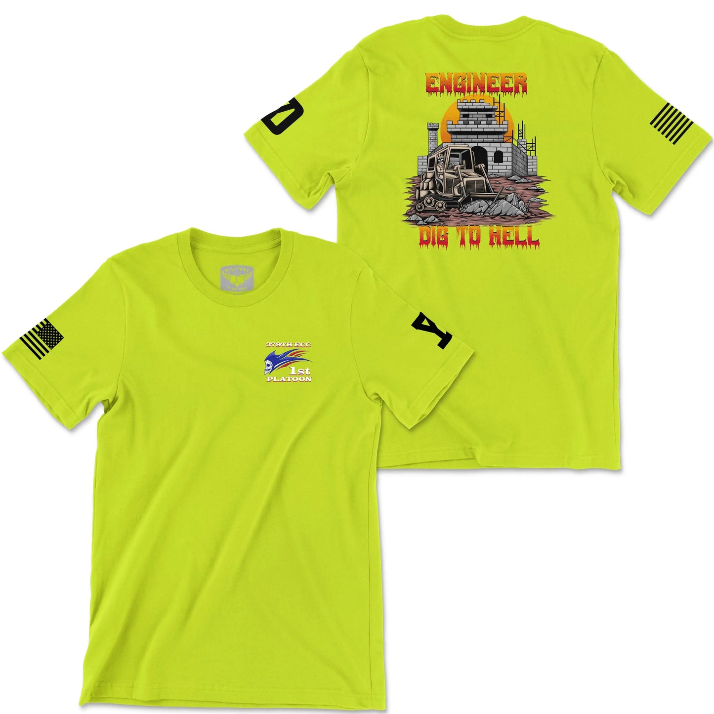 379TH ECC 1st Platoon Safety Green Tee