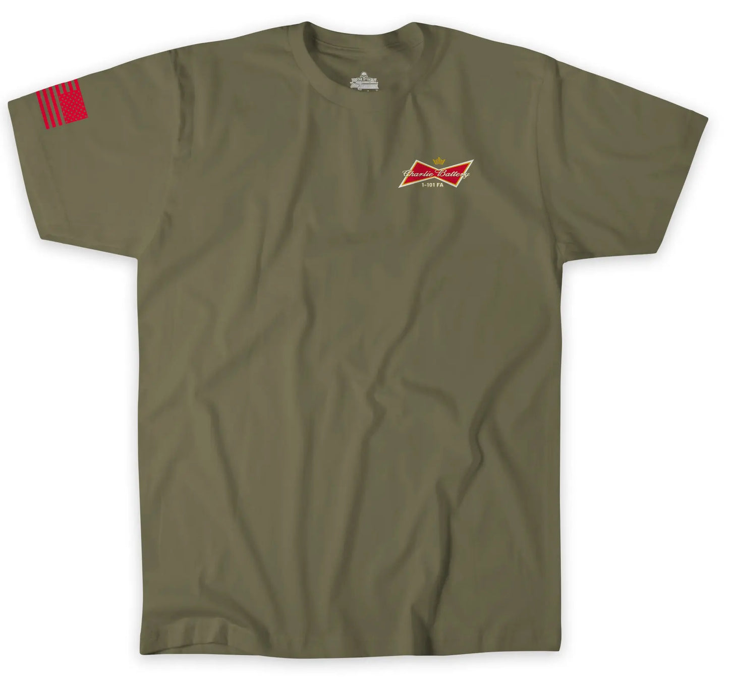 1-101st FA Charlie Battery Coyote Brown Tee