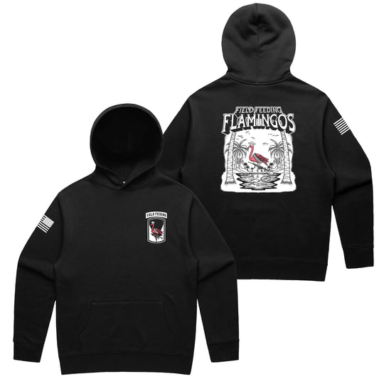 Field Feeding Flamingos Black Hoodie