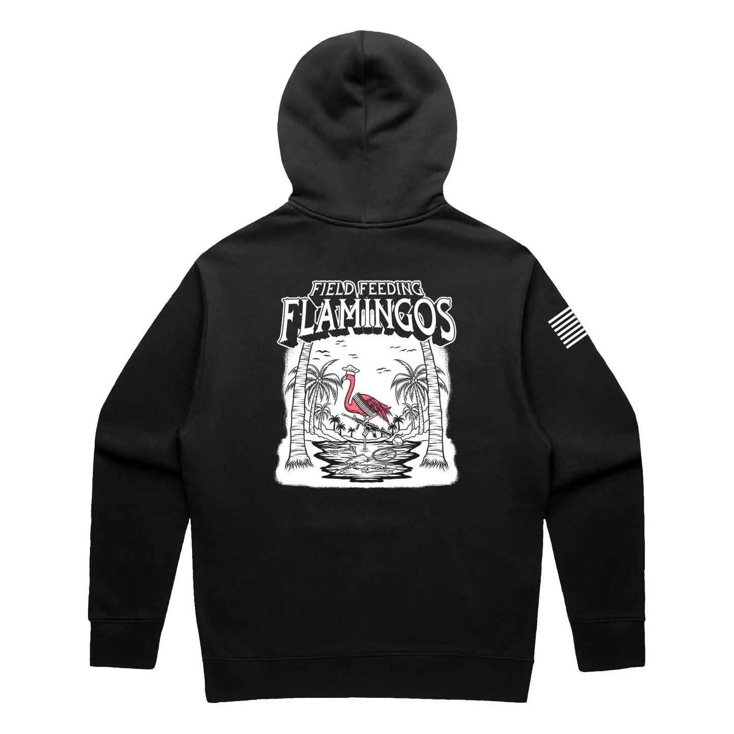 Field Feeding Flamingos Black Hoodie