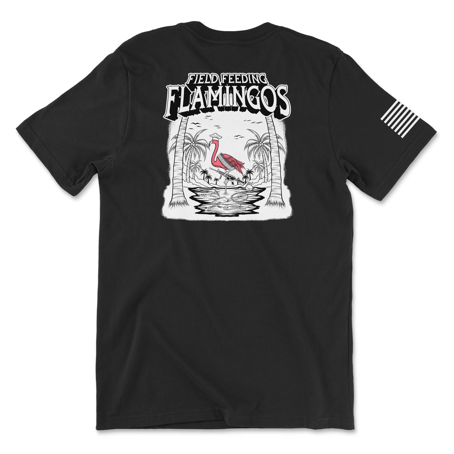 Field Feeding Flamingos Black Tee