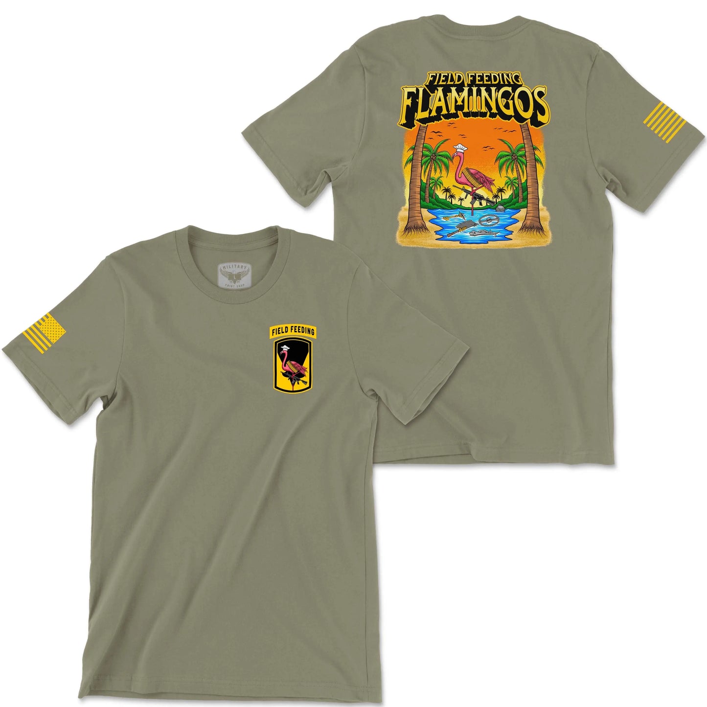 Field Feeding Flamingos Coyote Brown Tee