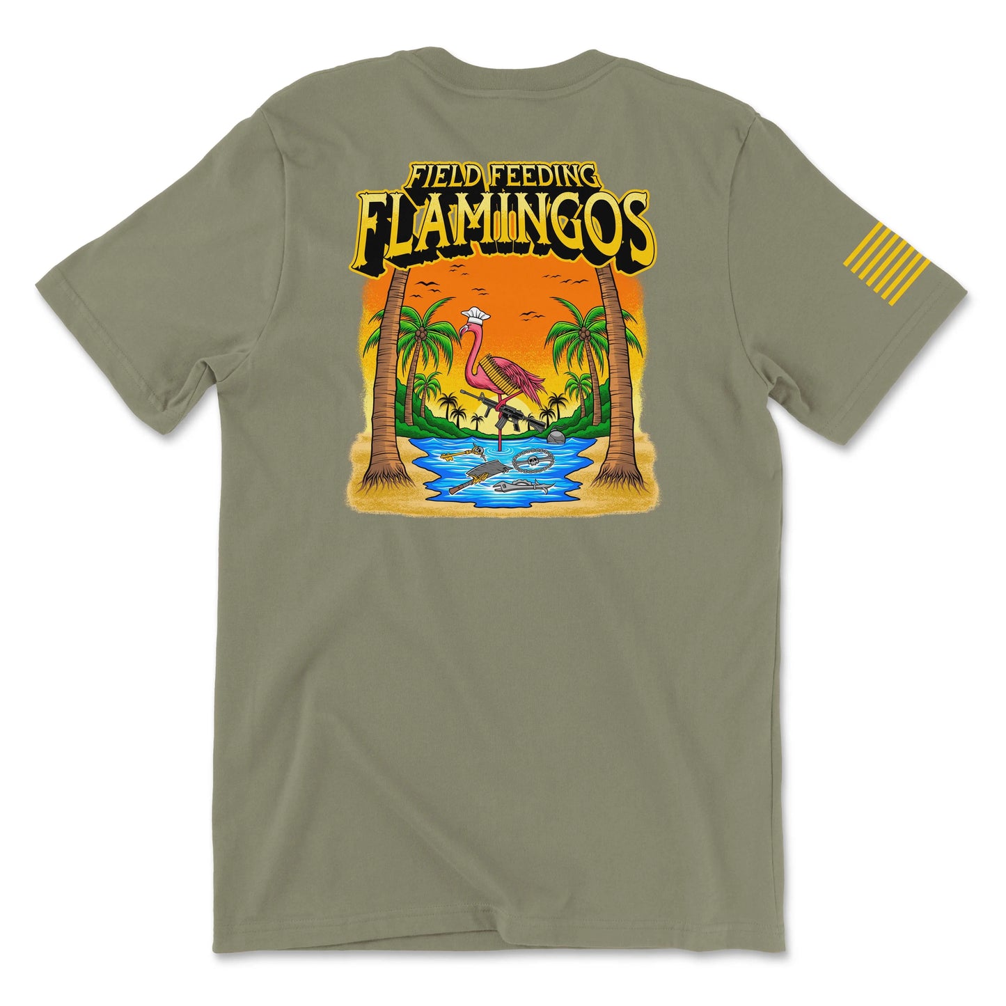 Field Feeding Flamingos Coyote Brown Tee