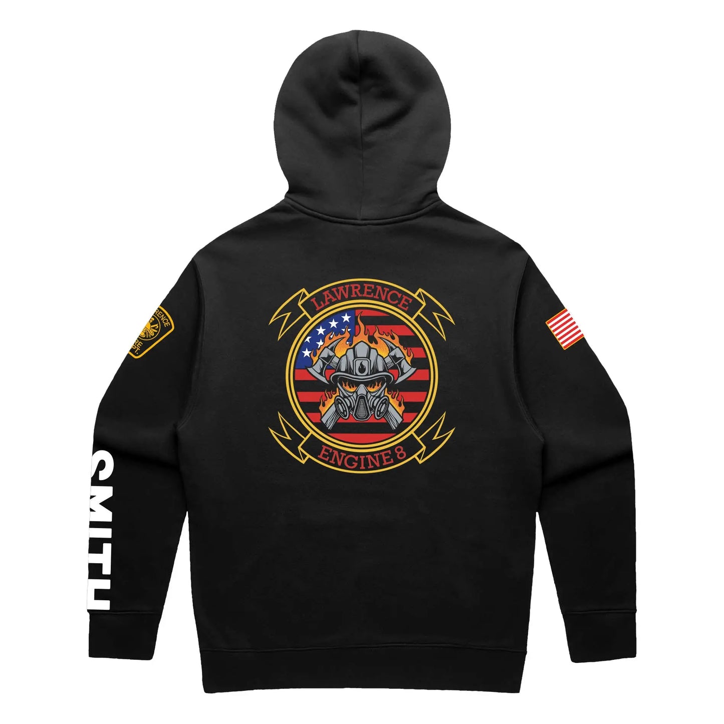 Lawrence Engine 8 Black Hoodie with Last Name