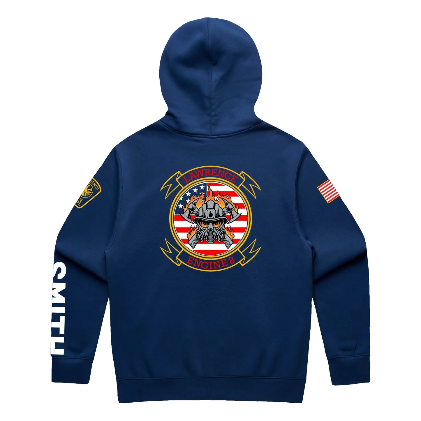 Lawrence Engine 8 Cobalt Hoodie with Last Name