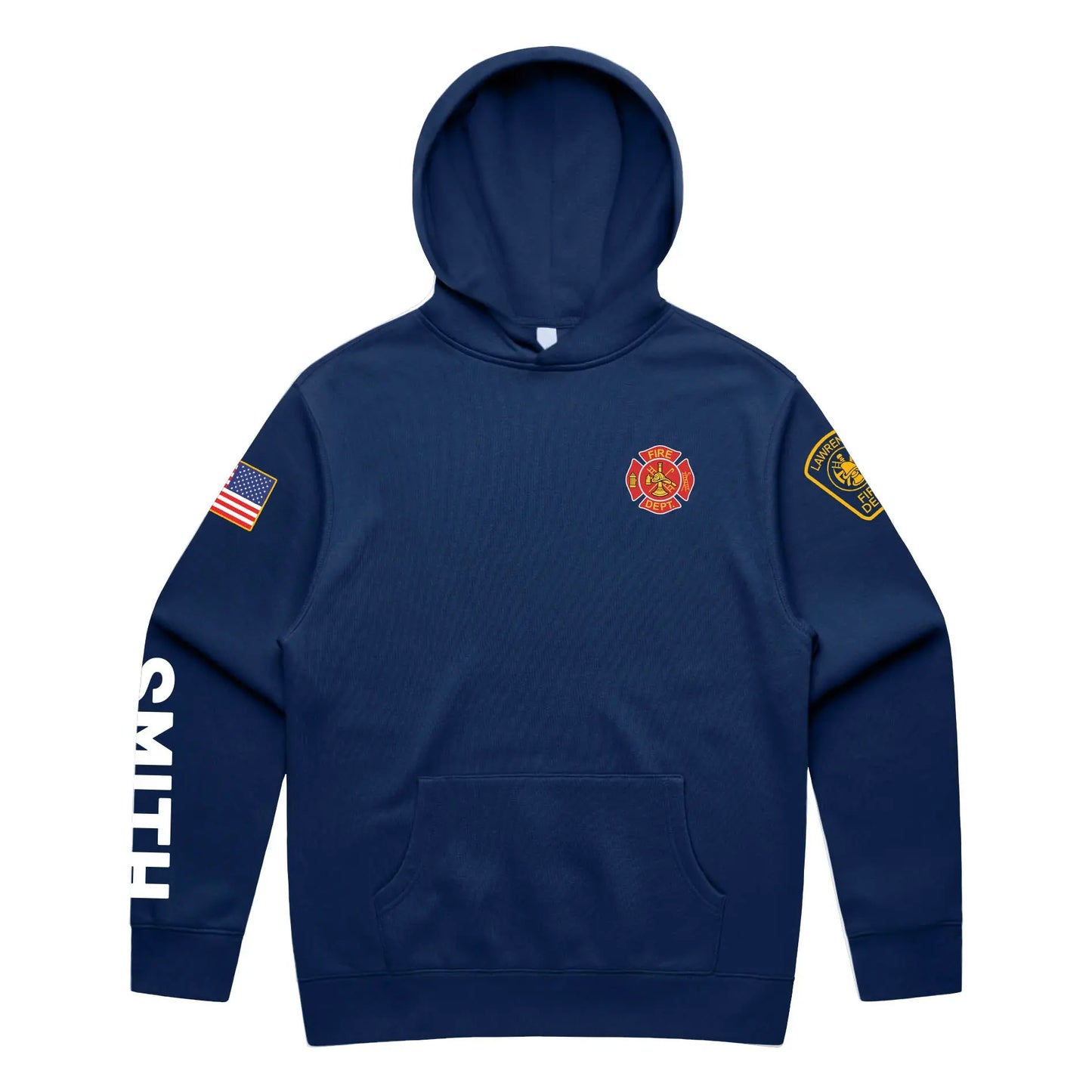 Lawrence Engine 8 Cobalt Hoodie with Last Name