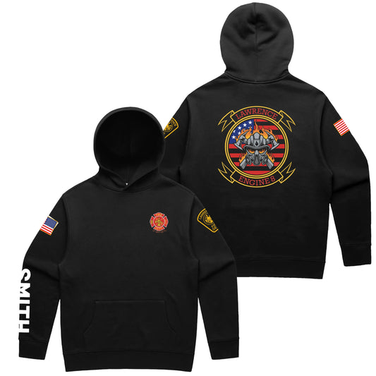 Lawrence Engine 8 Black Hoodie with Last Name